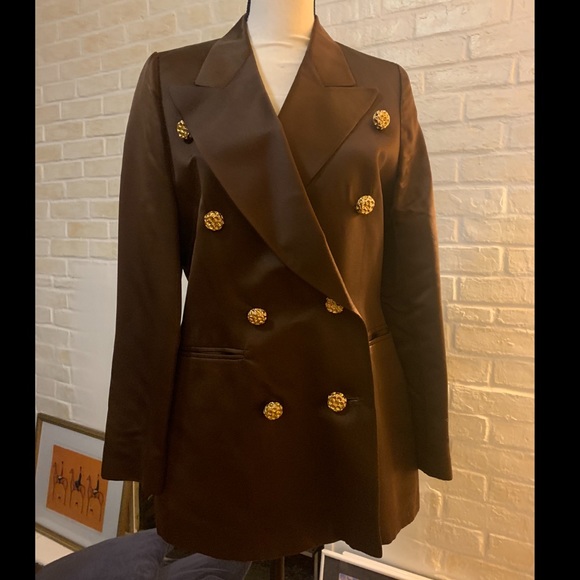 Gorgeous 🤎 Bronze Brown Silky Escada Blazer 36 - Picture 3 of 9
